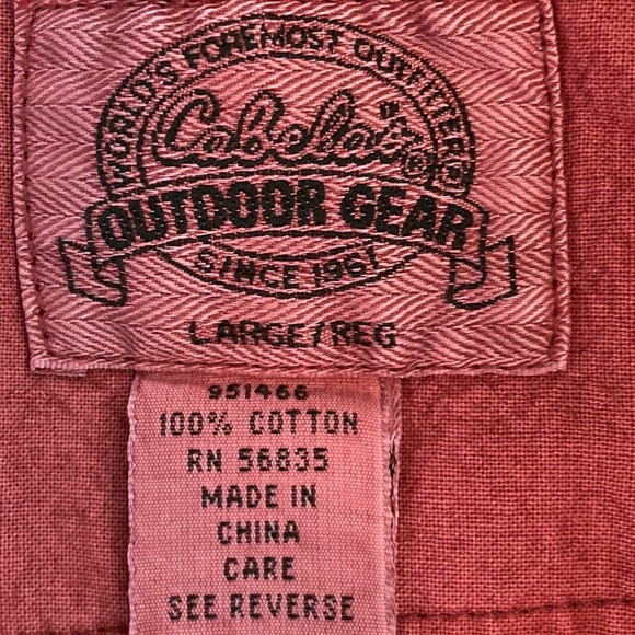 Cabela's Outdoor Gear 1/4 Zip Cotton Pullover Hunting Shirt Maroon (Size L) - Picture 8 of 10